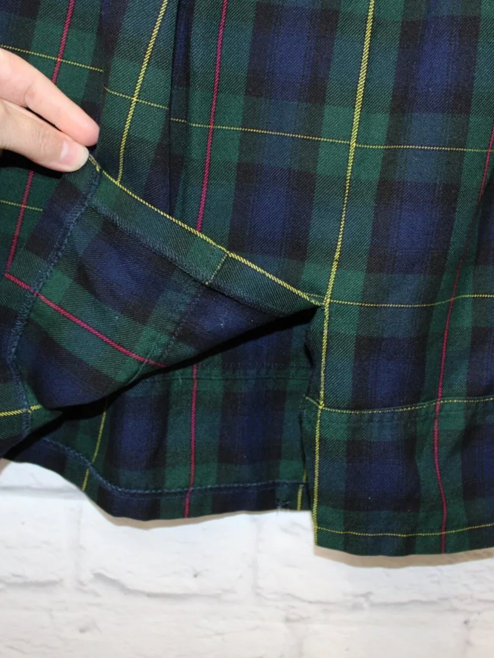 Lands' End 6 Classic Blue Green Tartan Plaid Zip Mid Rise Skort Preppy Holiday